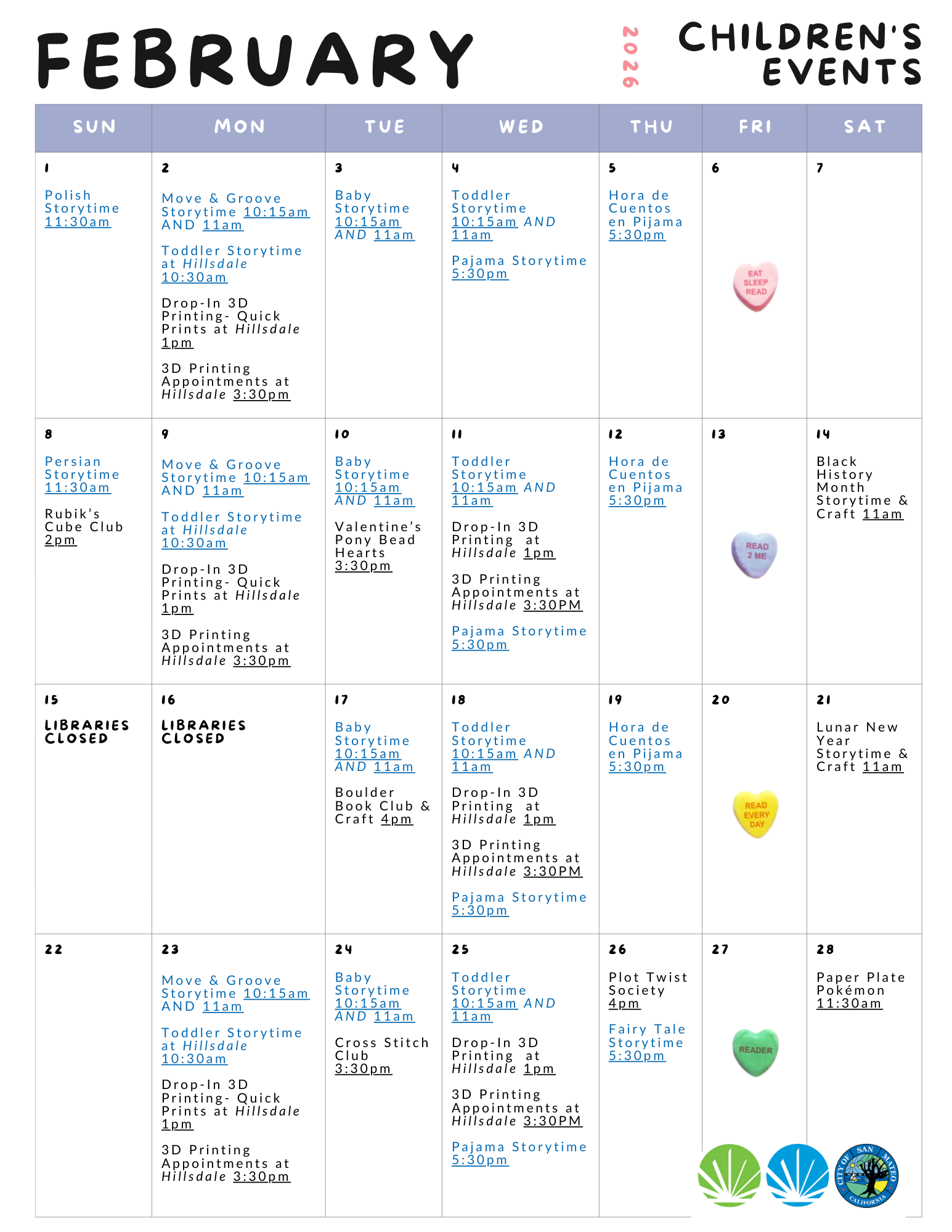 Feb 2026 calendar front