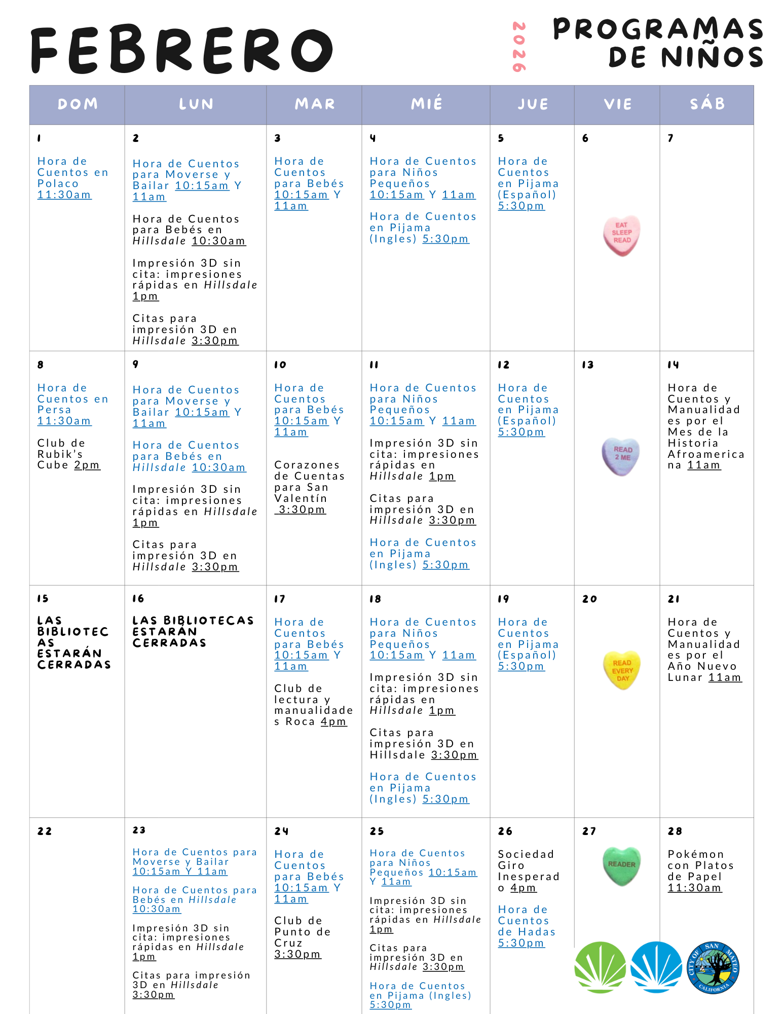 Febrero 26 front calendar