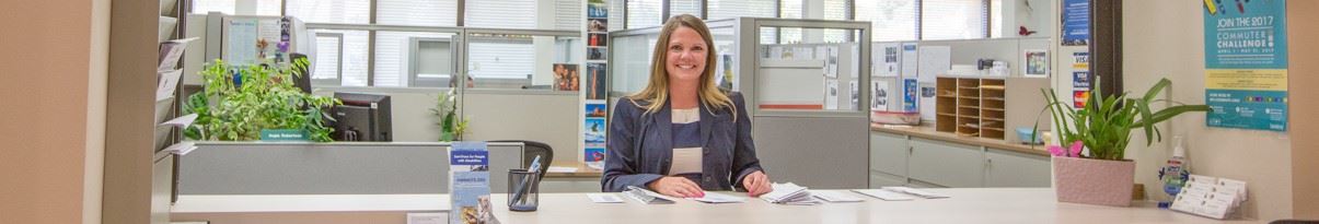 Finance employee at the Finance counter