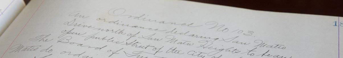 Hand written ordinance from the City's archives