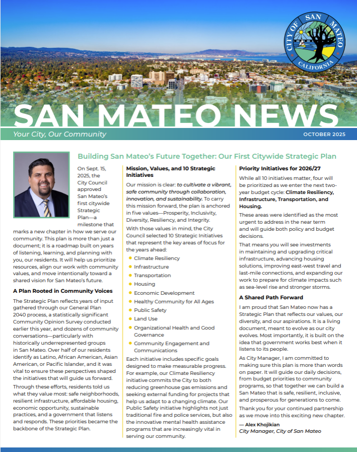 San Mateo Newsletter October 2025 English Front Page Graphic