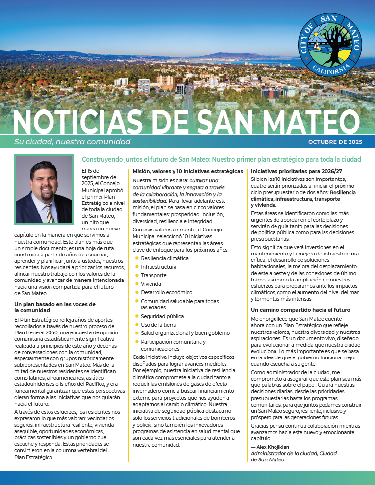 City of San Mateo October 2025 Newsletter - Spanish