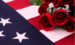 American Flag with Red Roses