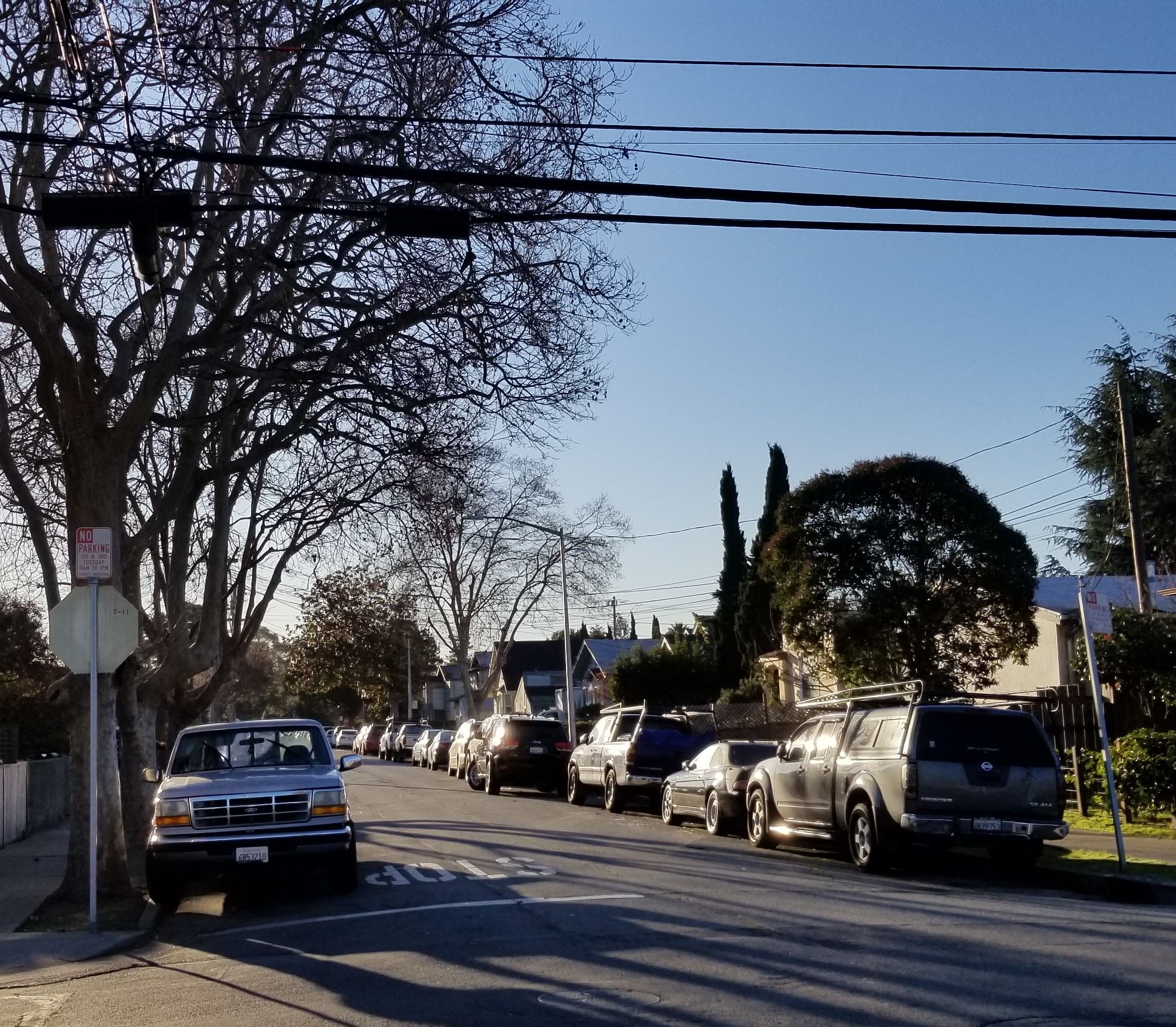 North Central street with parked cars - March 2022
