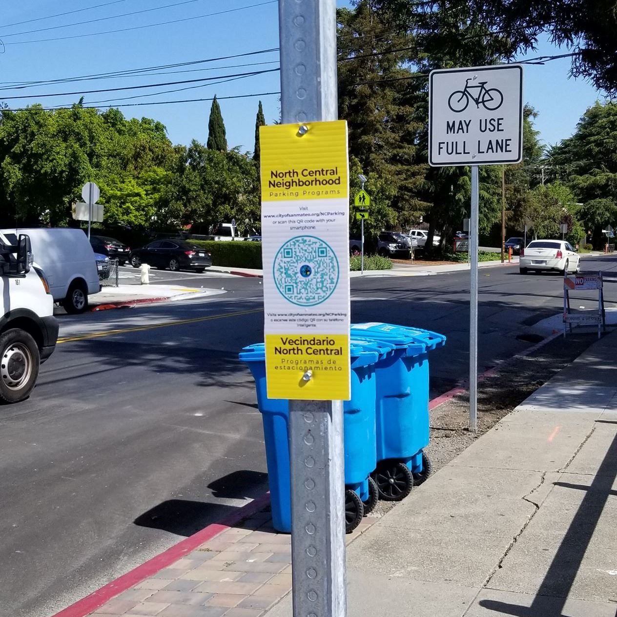 North Central Parking Programs information sign with QR Code